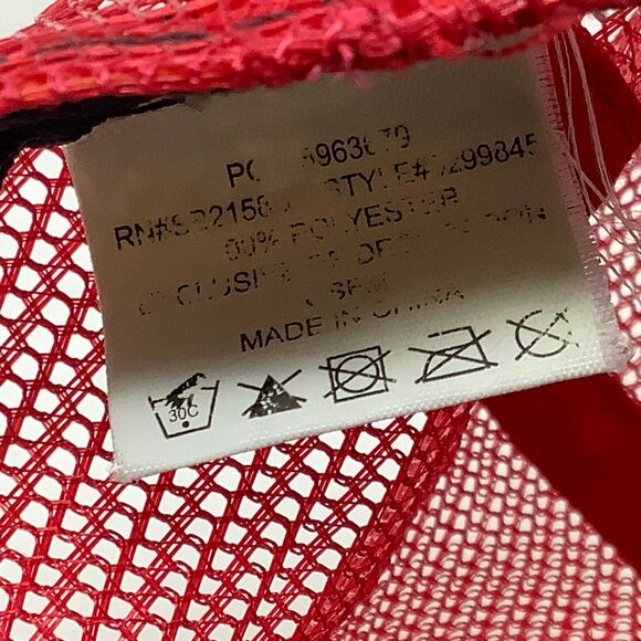 Famous Mesh Back Snapback Hat Cap Red Black Embroidered Spell Out - Picture 8 of 8